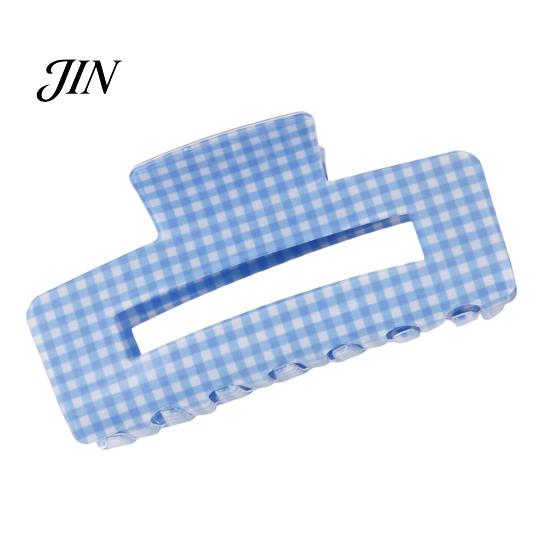 Hair Claw Clip Back Head Claw, Hollow Square Large Clip, Plaid Print Medium Anti-Slip Teeth Accessory for Daily Wear High Hardness