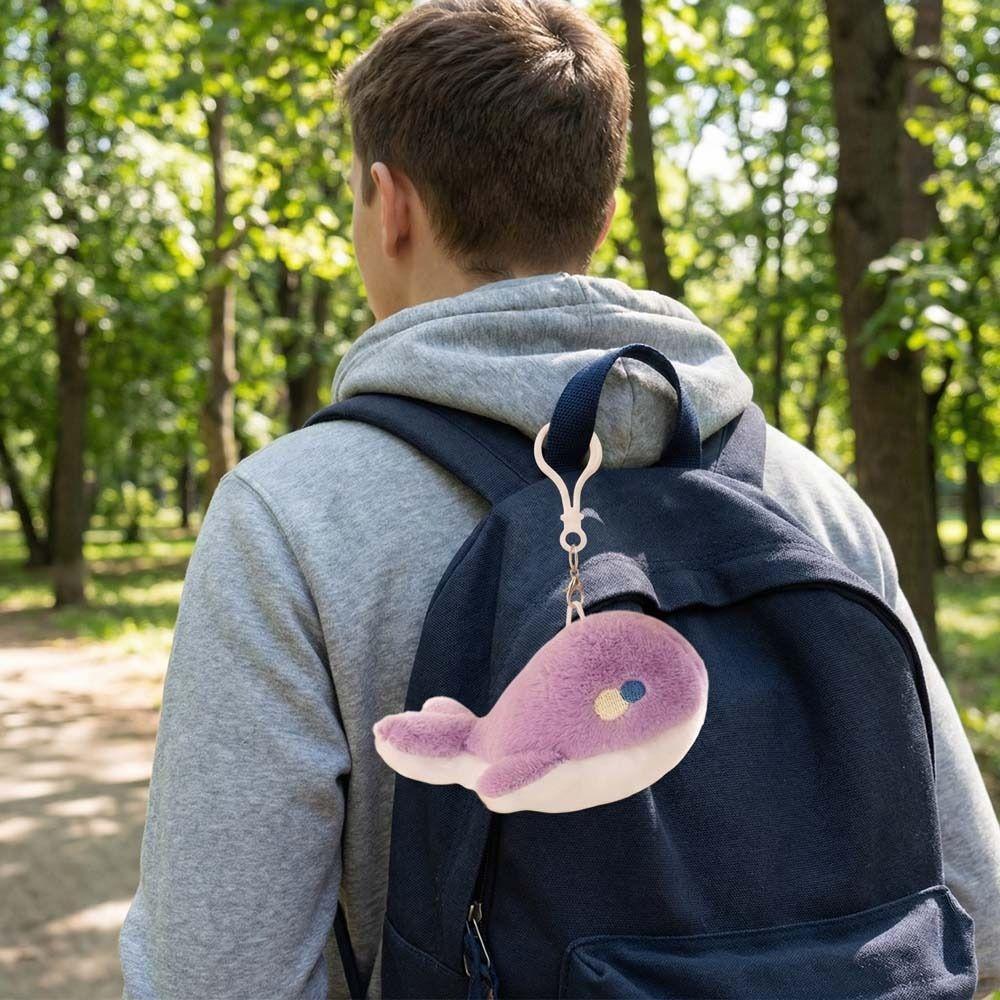 Bag Charms Whale Plush Pendant Metal Ring Fluffy Soft Whale Plush Doll Horse Doll Decoration Whale Plush Key Ring Handbag