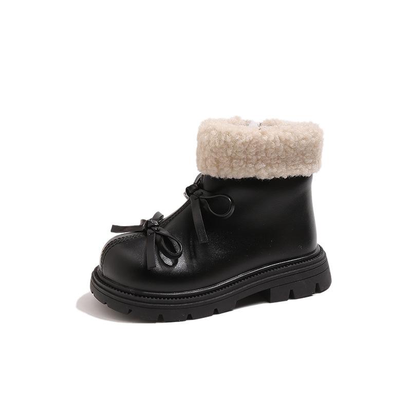 

Girls stylish and sweet bow-tie furry fashion boots, new autumn and winter princess Martin boots for little girls 23Inner Length14.5cm чёрный