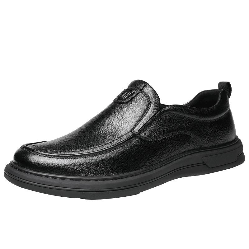 Wenzhou large size leather shoes men's genuine leather one-pedal loafers business leisure middle-aged and elderly father shoes wear-resistant and non