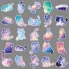 50 Sheets Starry Sky Cat Graffiti Stickers: Hand-Painted Watercolor Kittens for Water Bottles & Journals