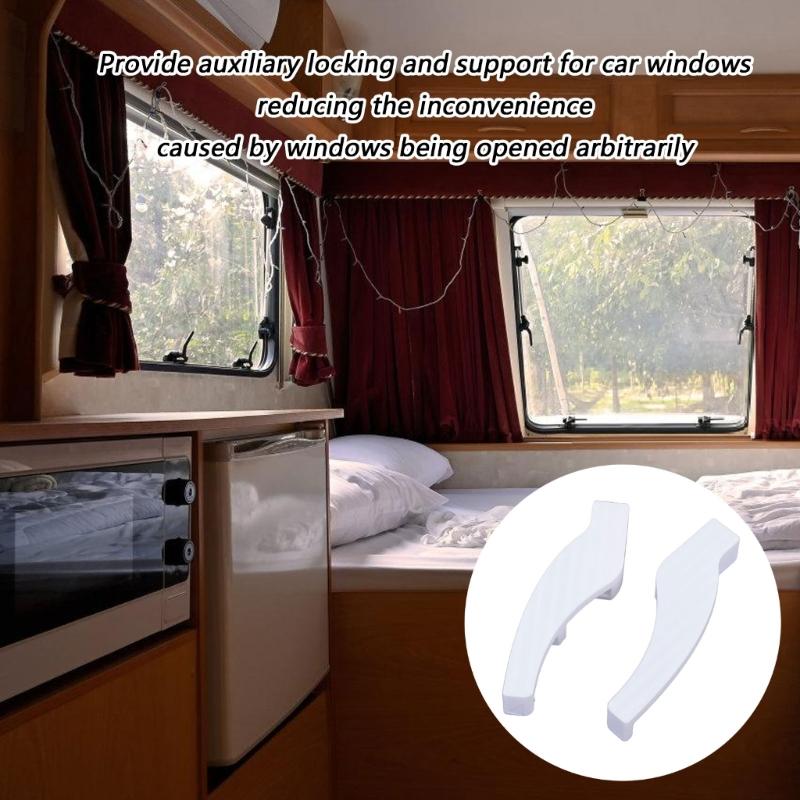 Window Latches 4-Piece Travel Trailer Window Lock Set, Curved Plastic Hook-Shaped Locking Accessories for Camping Window at Camping Stays and Parked