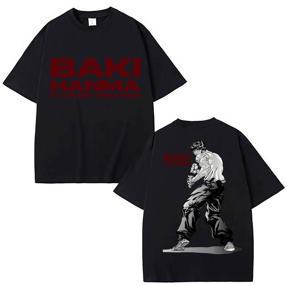 Anime Baki Ha Unisex Harajuku Vintage Trička Hip Hop Unisex Dámská Trička do Posilovny na Cvičení Oversized Bavlněné Tričko Streetwear