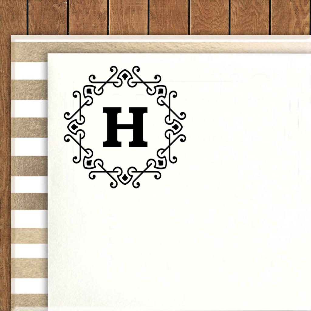 Printtoo Alphabet H Monogram Octagon Celtic Swirl Frame Self Inking Rubber Stamp Office