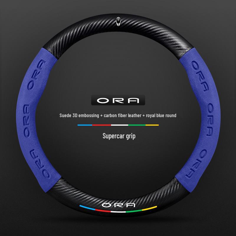 Genuine Leather Suede Steering Wheel Cover for ORA Good Cat GT, Black Cat, White Cat, Ballet Cat, iQ