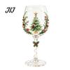 Dekorative Winter-Trinkbecher Weihnachten Stiel-Weinglas, Schneemann/Weihnachtsmann-Kranz/Elch/Weihnachtsbaum Handbemalt, Einzigartige Tauschgeschenke Kreativ