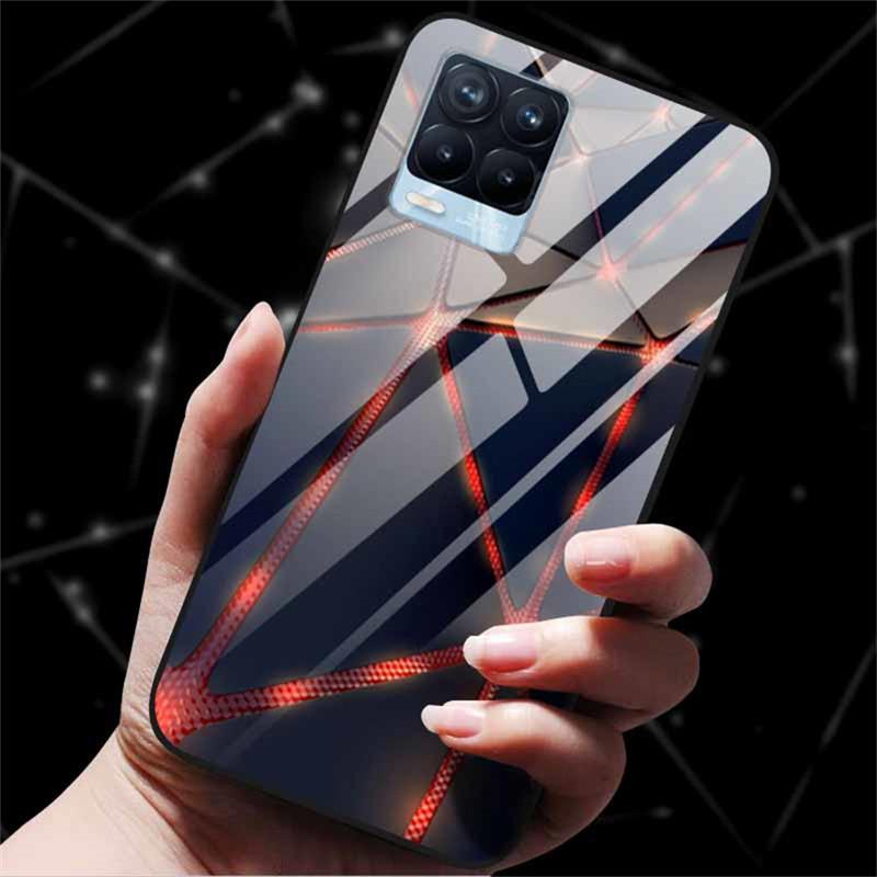 For Realme 8 Case Tempered Glass Hard Back Cover Case For Realme 8 5G 8i Realme 8 Pro Phone Case Cover Realme8 Pro Soft Bumper