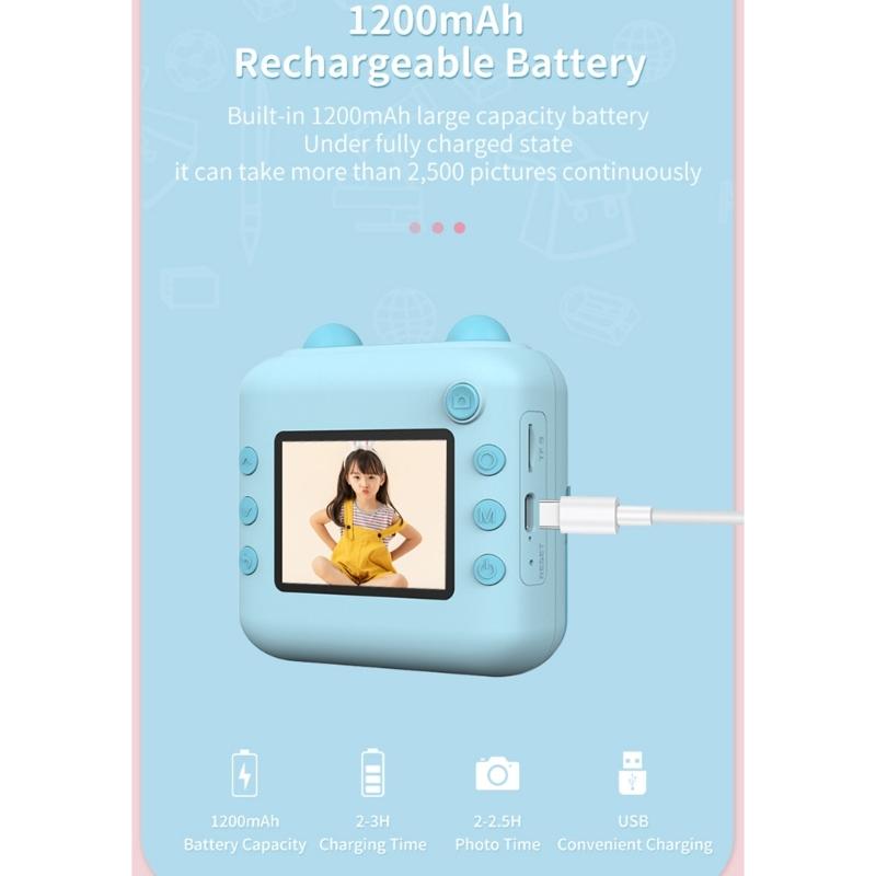 Kids Print Camera Photography with Rechargeable Battery and Paper for Creative Play