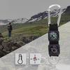 3 In 1 Mini Survival Thermometer Multifunction Keychain Compass Thermometer Compass Thermometer Hanger for Mountaineering Hiking