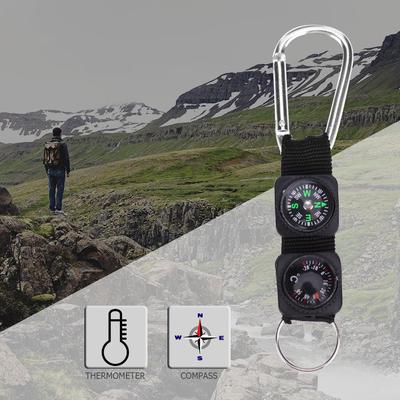 3 In 1 Mini Survival Thermometer Multifunction Keychain Compass Thermometer Compass Thermometer Hanger for Mountaineering Hiking
