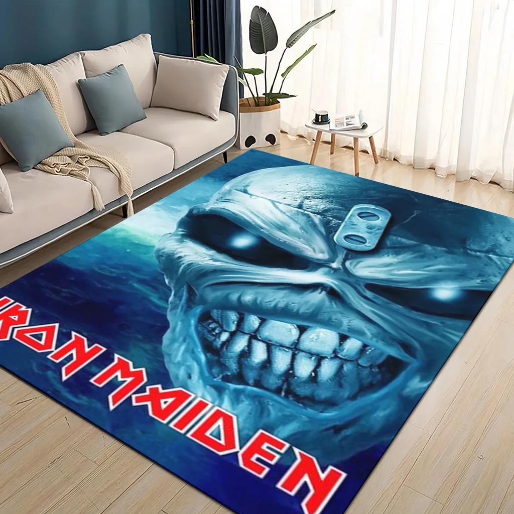 Tappeto Area Tappeto in Metallo 3D I-Iron-Maidens Grande, Tappeto per Soggiorno Camera da Letto Divano Zerbino Decorazione, Tappetino Antiscivolo per Bambini