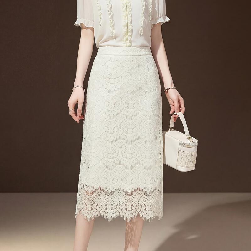 Women s Lace High-Waist A-line Skirt L