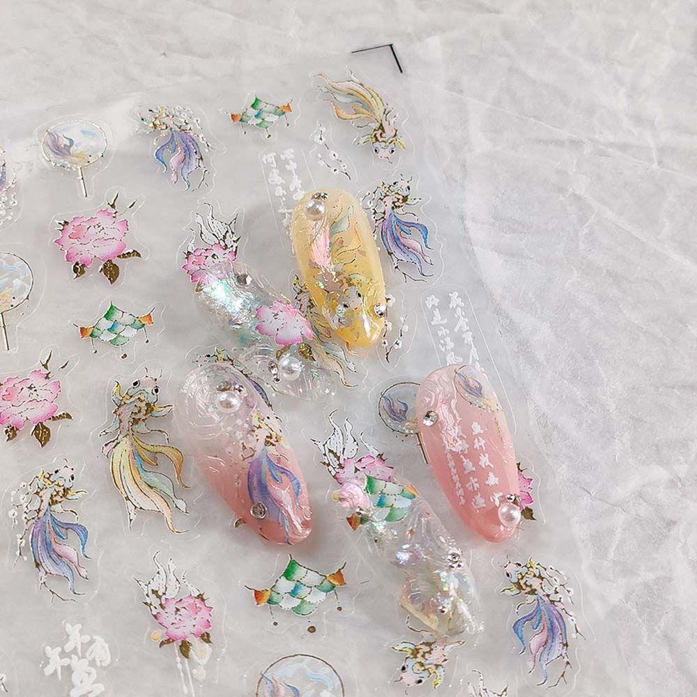 Flowers Chinese Nail Decals Phoenix Chinese Nail Decorations Vintage Chinese Nail Stickers  Gifts