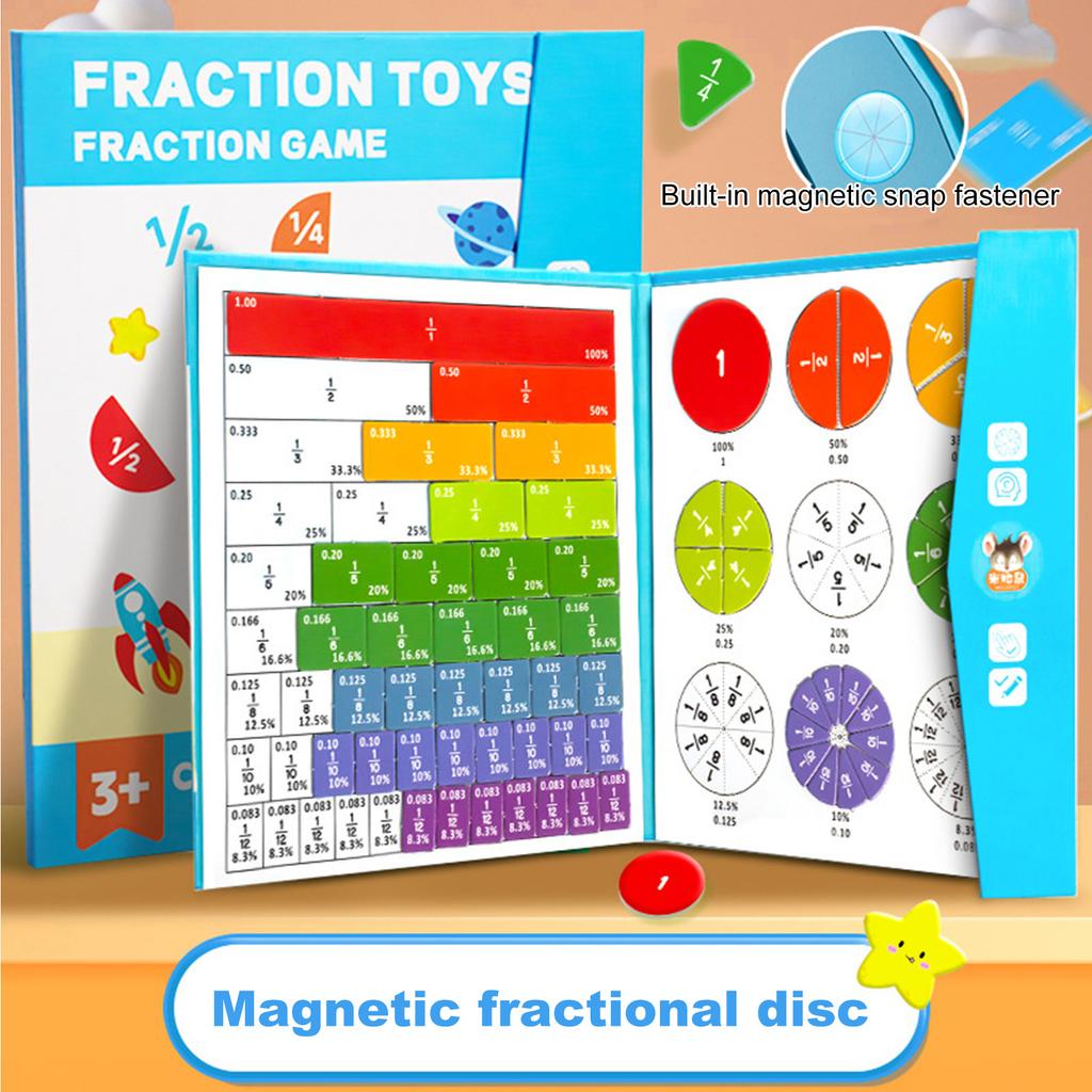 Magnetic Fraction Demonstration Book with Fraction Tiles&Fraction Circles Fraction Manipulatives Class Set for Elementary School