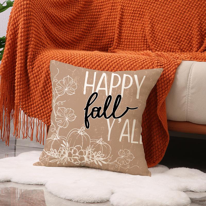 Thanksgiving Pumpkin Car Print Pillow Case Autumn Harvest Set Cushion Indoor Home Sofa Cushion