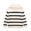 Maglione da Donna Casual Largo con Collo Alto e Zip a Strisce Lavorato a Maglia Pullover Autunno Inverno Top Caldi Maglieria Primaverile