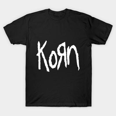 Men Black Print T-shirt Korn No-Cut Transfer Paper Print Cotton Tshirt