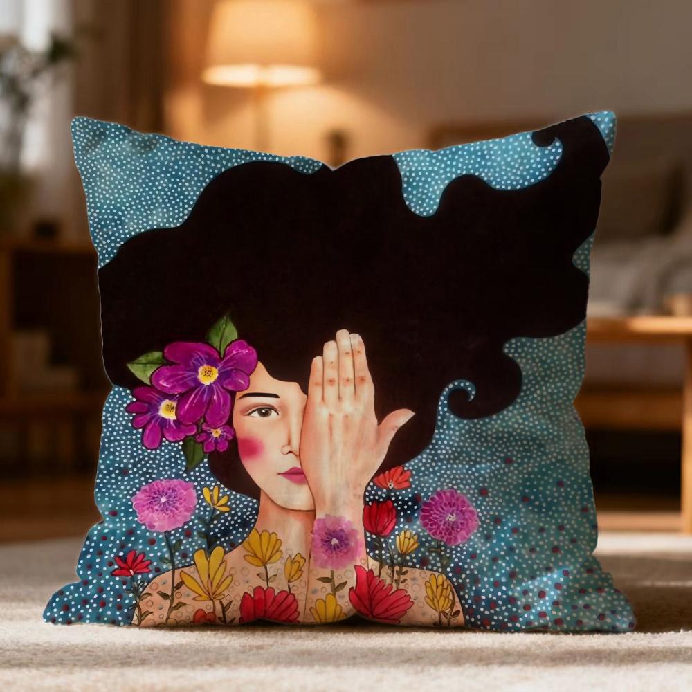 Fashion Vintage Oil Painting Cushion Cover Soft Washable Pillow Case Multi-Scene for Couch Bed Travel Office Use