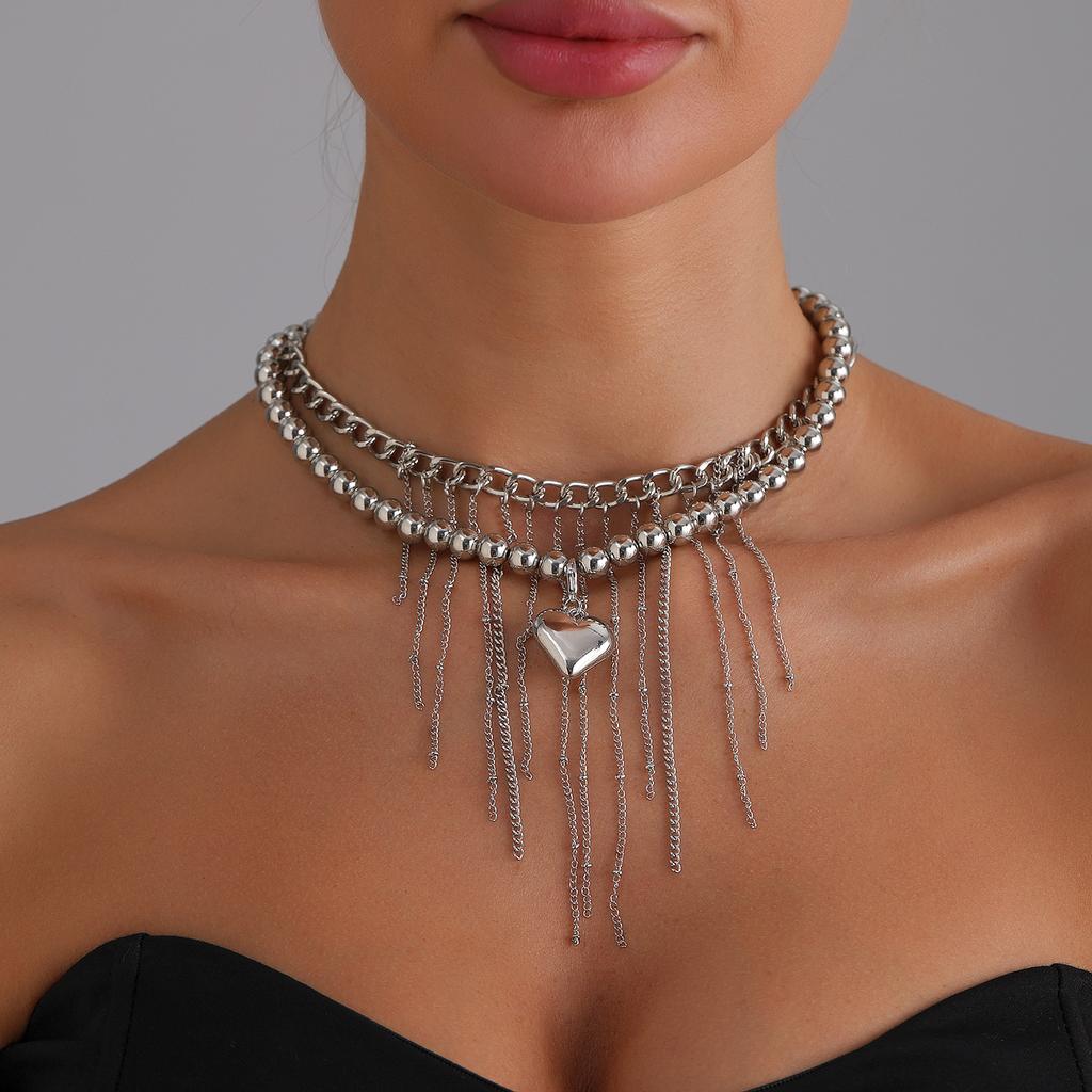 Sweet and Cool Babes Ins Scenery Surface Love Fringed Necklace Light Luxury Fashion Metal Sense Necklace