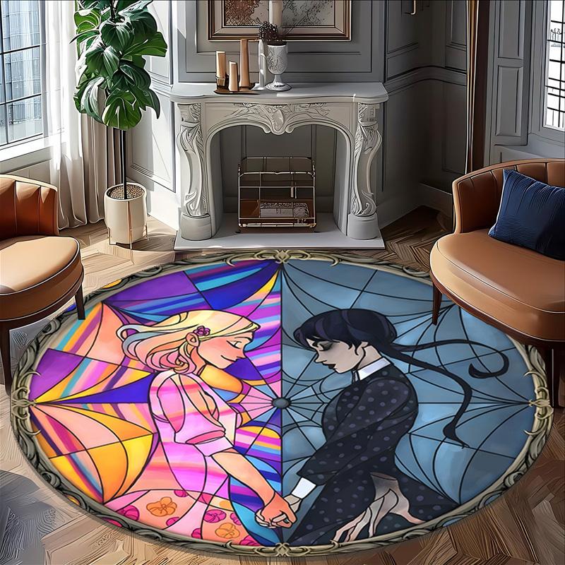 1pc Addams Family Wednesday7 Print Round Carpet Chair Round Carpet Suitable for Bedroom Living Room Home Decorative Carpet