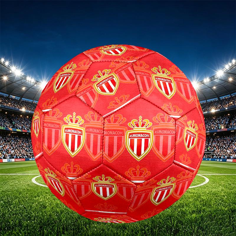 AS Monaco Print Size 5 Soccer Ball, PU Wear Resistant Football for Match Training and Daily Practice, Birthday Gift for Soccer Fans