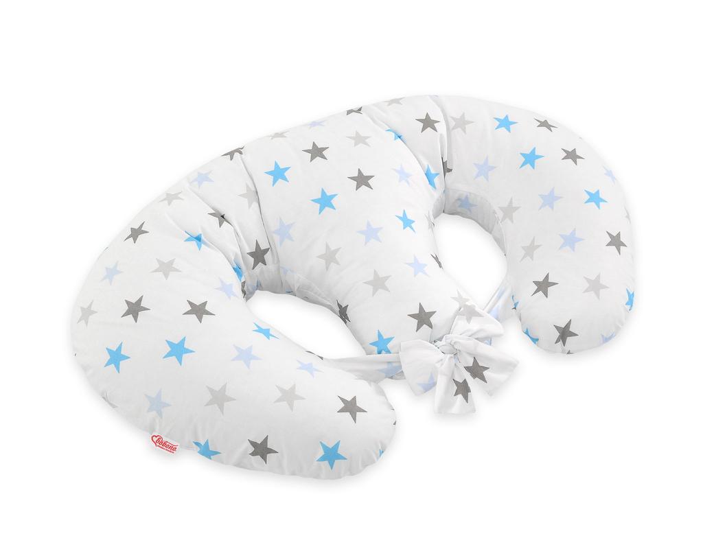 Twin Feeding Pillow + Removable Cover - Gray-blue Stars