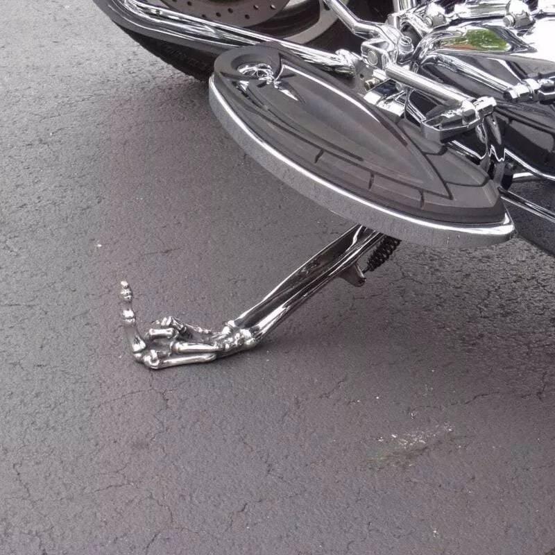 Artistic Creative Motorcycle Kickstands Quirky Alloy Stand For Home Decoration Silver