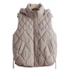 Womens Hooded Puffer Vest Short Quilted Zip Up Sleeveless Jacket Fall Winter