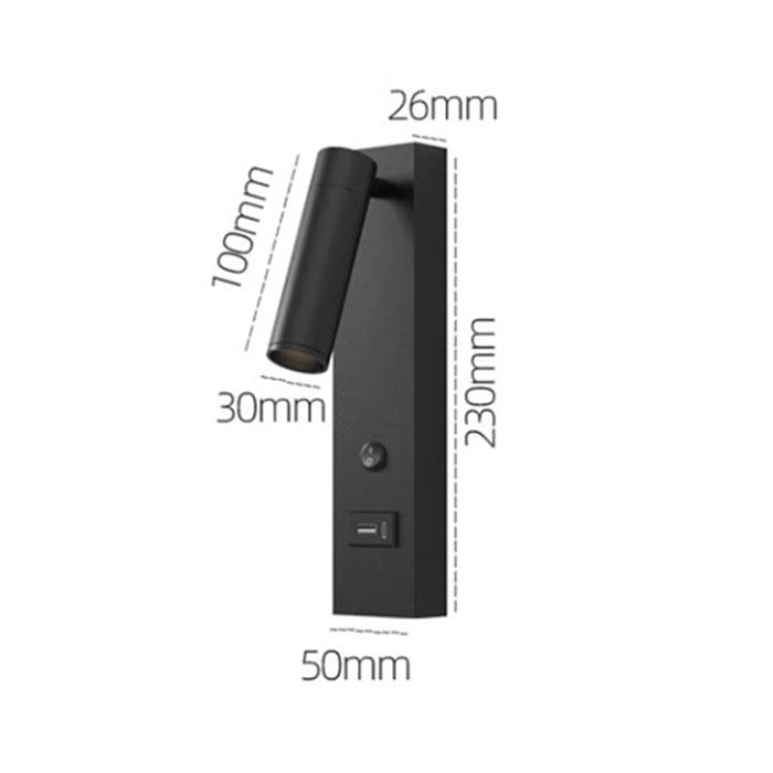 

Современный светодиодный настенный светильник с USB-портами Type C для зарядки, регулируемый настенный светильник с выключателем и 2 USB-портами для прикроватной гостиной 4000K чёрный