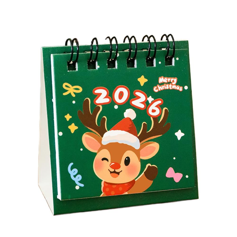 Cute Christmas 2026 Desk Calendar Cartoon Portable Schedule Planner Coil Binding Daily Planner Office School Supplies
