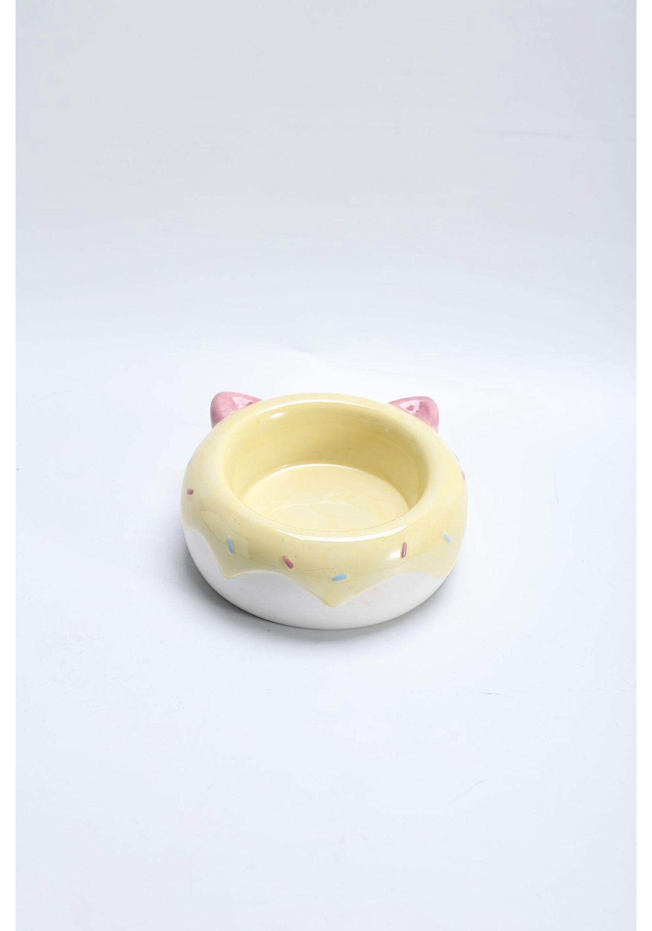 Cartoon Ceramic Slanted Mouth Cat Bowl with Neck Protector