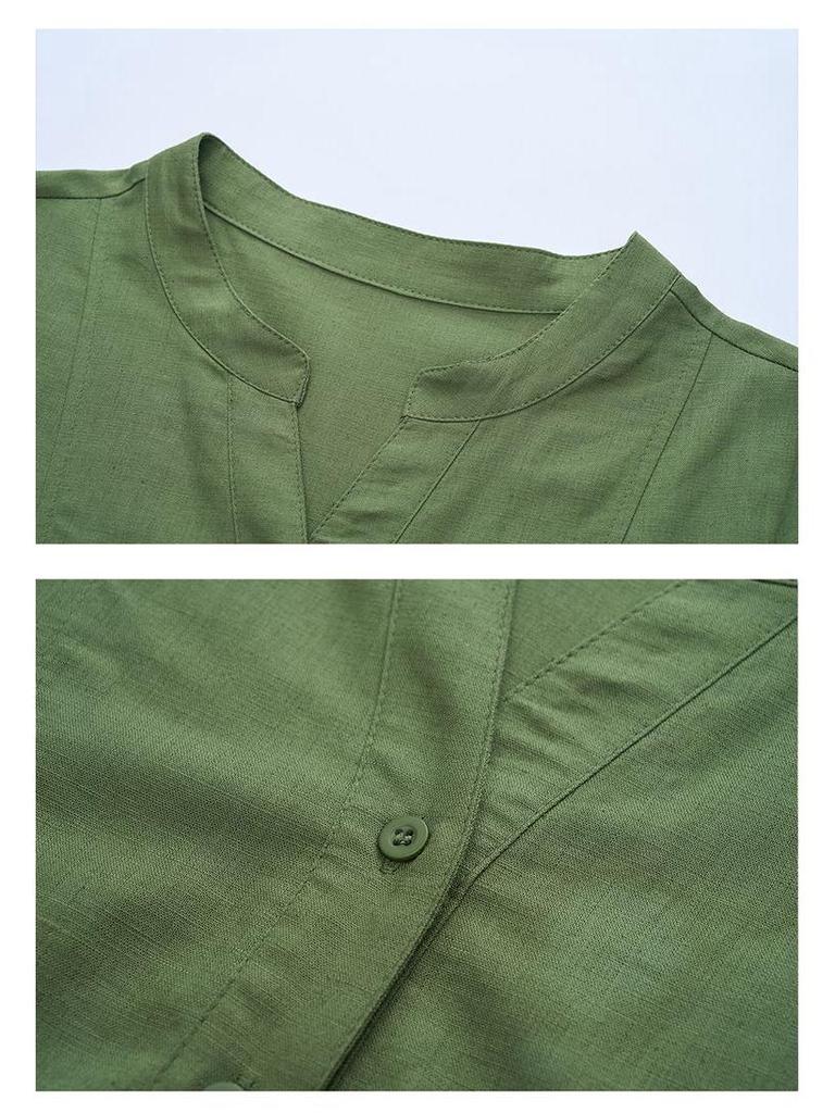 Women's Summer Cotton-Linen Dress: Petite, Slimming, Loose-Fit for Middle-Aged Moms