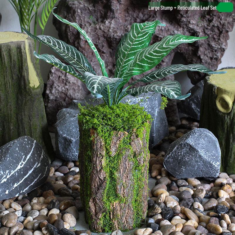 Forest Style Artificial Tree Stump with Moss Bark - Kindergarten and Country Style Decorative Ornament, Perfect for Landscaping or Inserting Flowers.