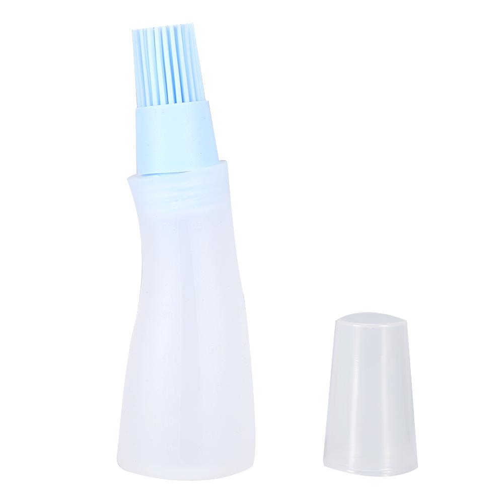 2 ks Domácí grilovací silikonová láhev na olej se štětcem Kuchyňské pečení Grilovací nástroj Modrá