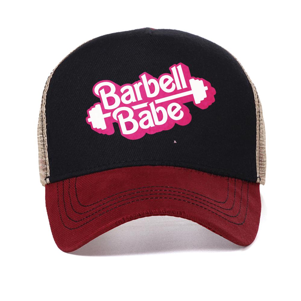 

barbell babe Pink Gym Men s baseball cap Vintage Style fashion snapback hat Breathable sun caps adjustable mesh Trucker hats Adjustable красный