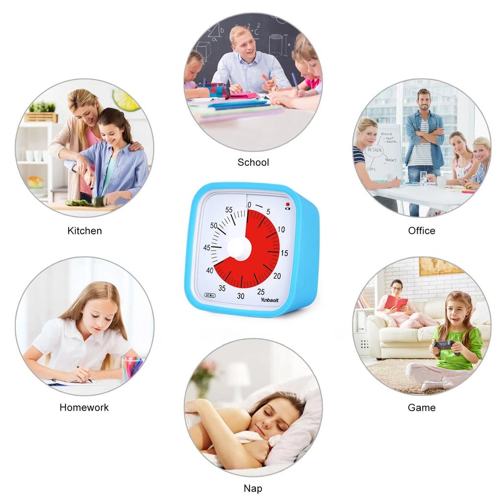 Yunbaoit VT01 Upgraded 60 Minute Visual Timer with Protective Case Silent Countdown Timer for Kids3