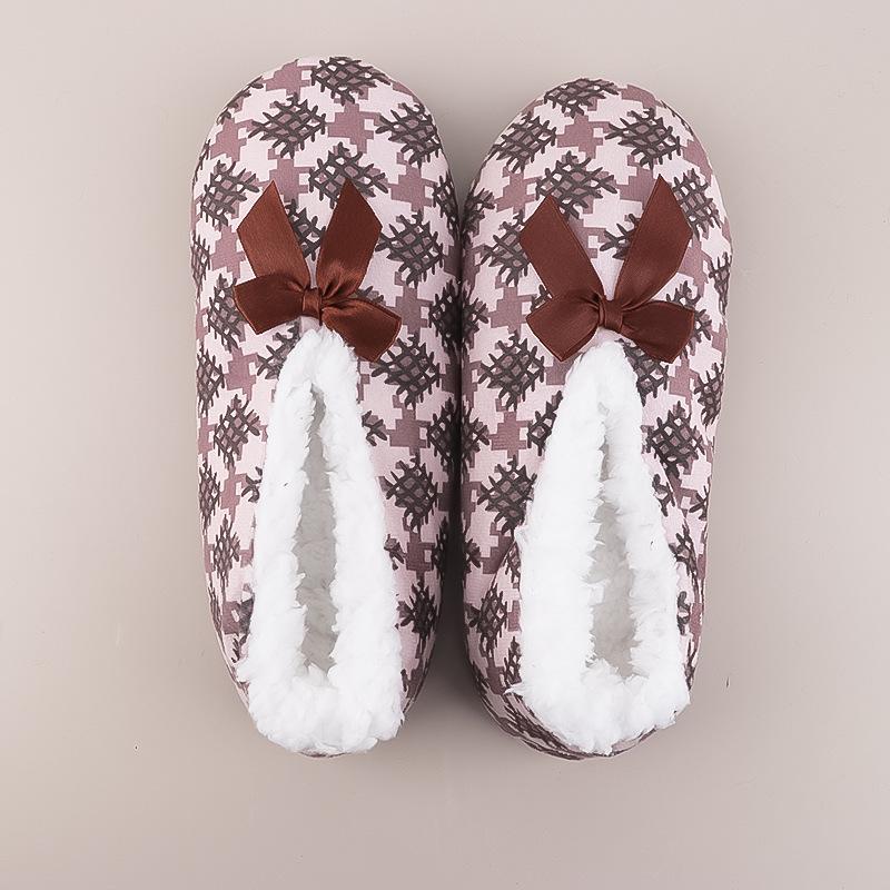 

Women s Cozy Striped Bowknot Slippers One Size кавовий