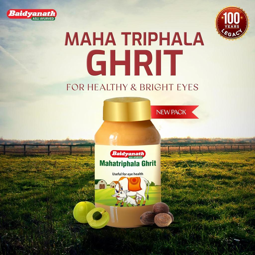 Baidyanath Mahatriphala Ghrita 100g Ayurvedic Eye Care Formula With Triphala Vasak Nilophar For Eye Strain Dryness And Overall Eye Wellness
