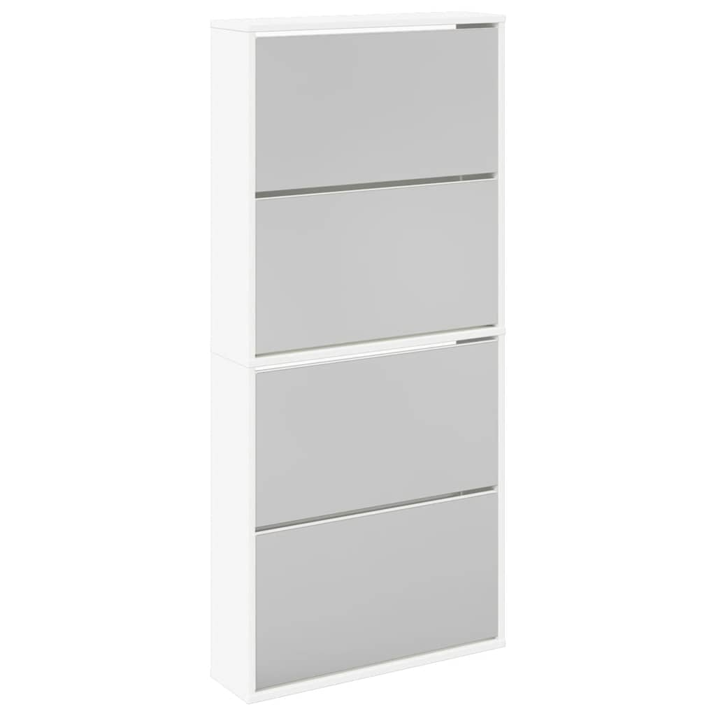 Vidaxl 4-Tier Mirror Shoe Cabinet, Oak Color, 63X17X134 Cm