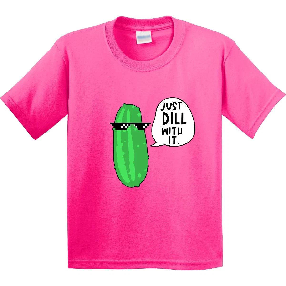 Inktastic Just Dill With It Chill Dill Pickle In Sunglasses Youth kids boys T-Shirt Food 130