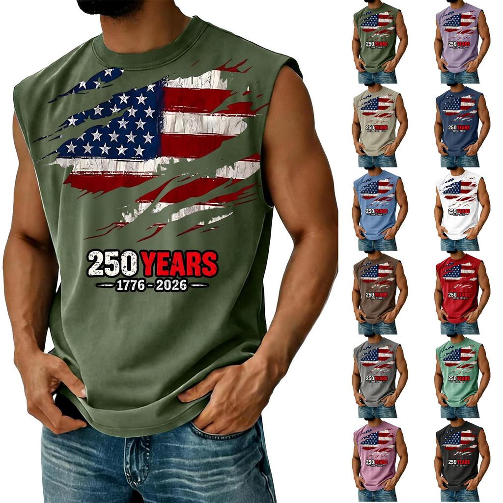 Men's Casual Independence Day Printed Tank Top