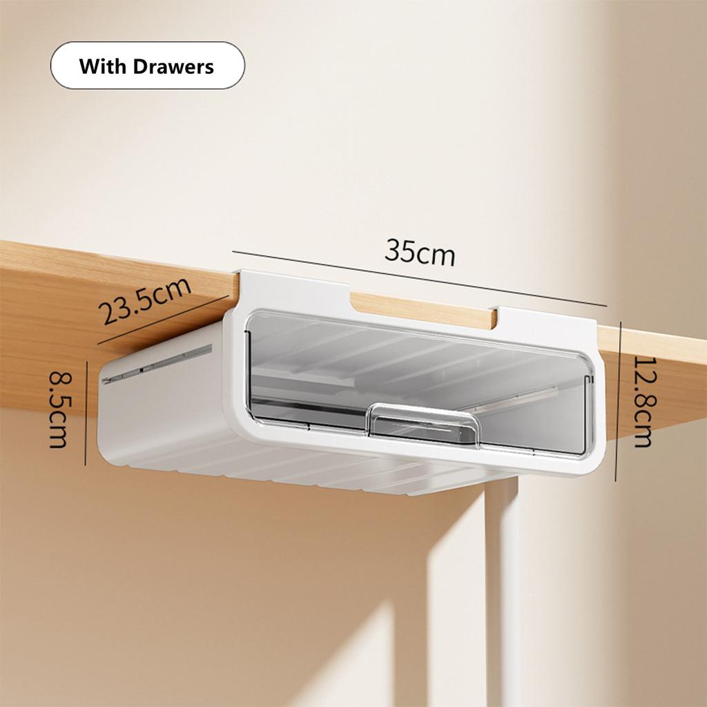 Under-Desk Storage Box with Drawer, Space Saving Punch Free Under Table Storage Drawer, Suitable for Home, Office & Study