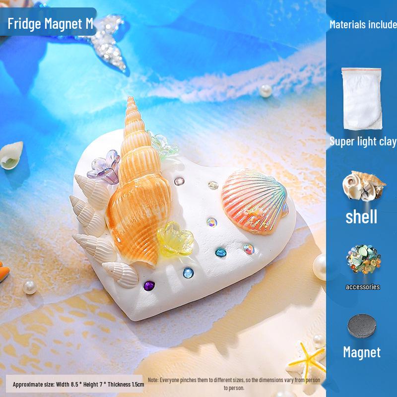 DIY Shell Clay Refrigerator Magnets: Parent-Child Creative Activity Kit