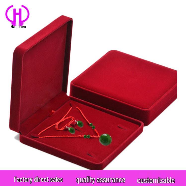 Flocked Jewelry Box for Necklace, Rings, Bracelets & Earrings - 4-Piece Set