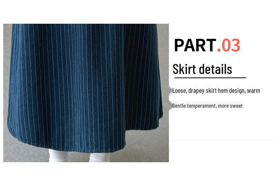 2026 Striped Woolen Maternity Vest Dress & Base Layer Set - Korean Style