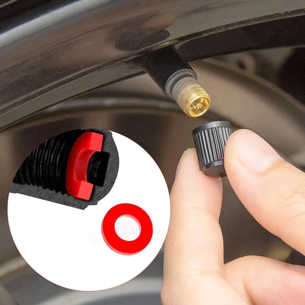 LeTradeJP 15 st Däckskydd och Ventilskydd med Tätningsring Lämpligt för Bil, Motorcykel, Cykel, Etc (Plast) (Svart)