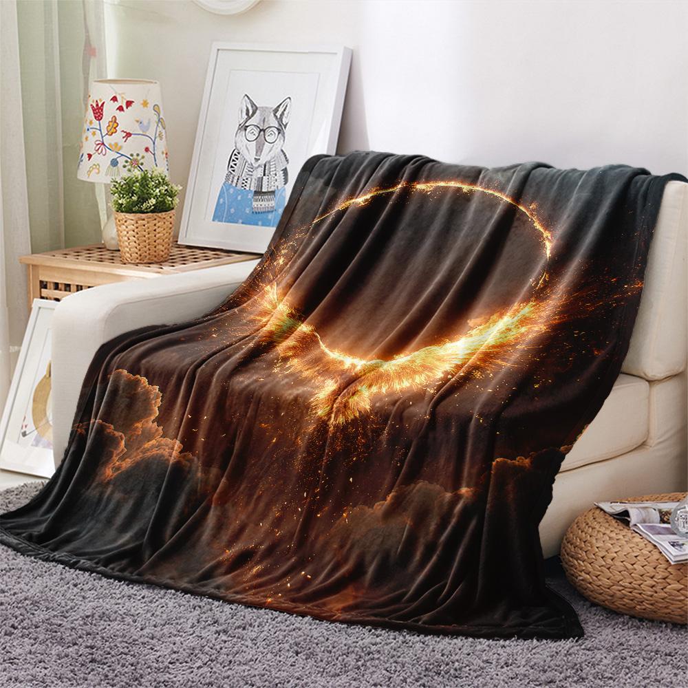 Flame Phoenix  Print Flannel Blanket, High quality Comfortable for All Seasons, Home Decor, Warmth and Comfort