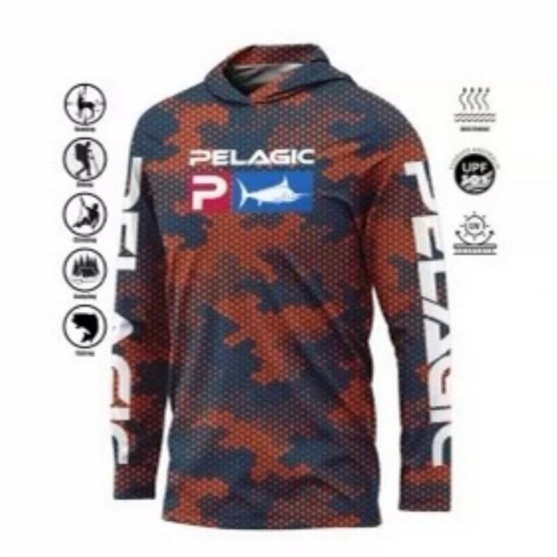 Mens Womens Quick-Dry Hooded Fishing Shirt UV Protection Breathable Long Sleeve Outdoor Sport Top Summer Fall