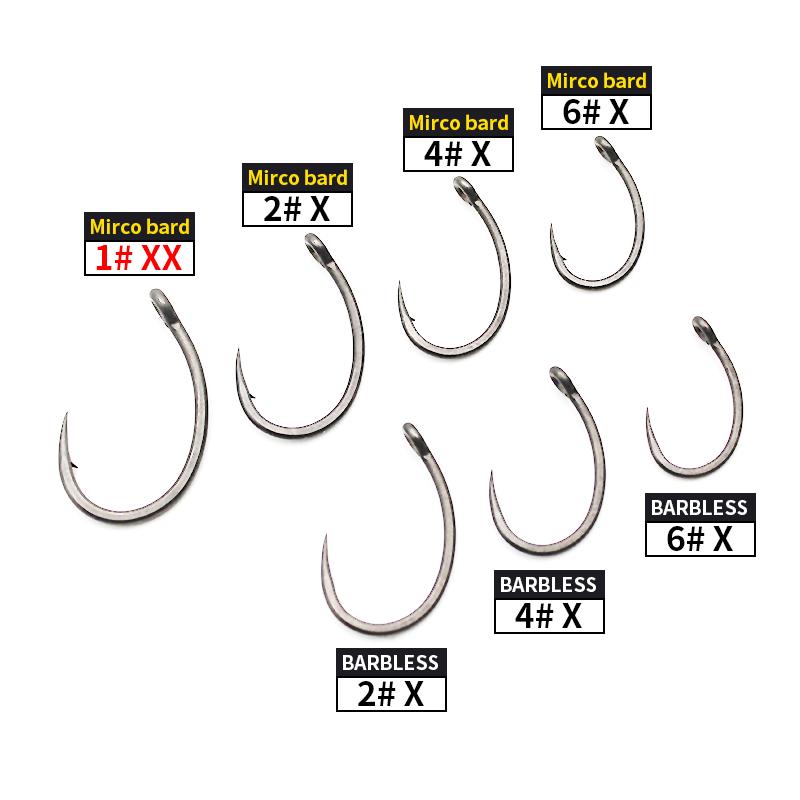 10pcs Carp Fishing Krank Hook EXTRA Extra Wide Gape Reversed Alloy Steel Mirco Barded/Barbless PTFE Coating Size 1 2 4 6
