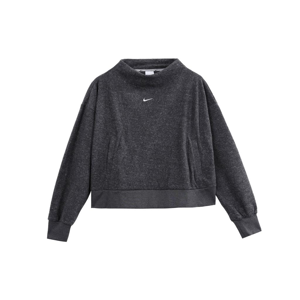 Nike Solid Color Logo Print Long Sleeve Sweatshirt Women Tops Black DQ6254-032